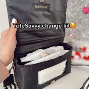 NEW ToteSavvy Black Baby Change Kit Organizer - Compact On-the-Go Diaper Pouch